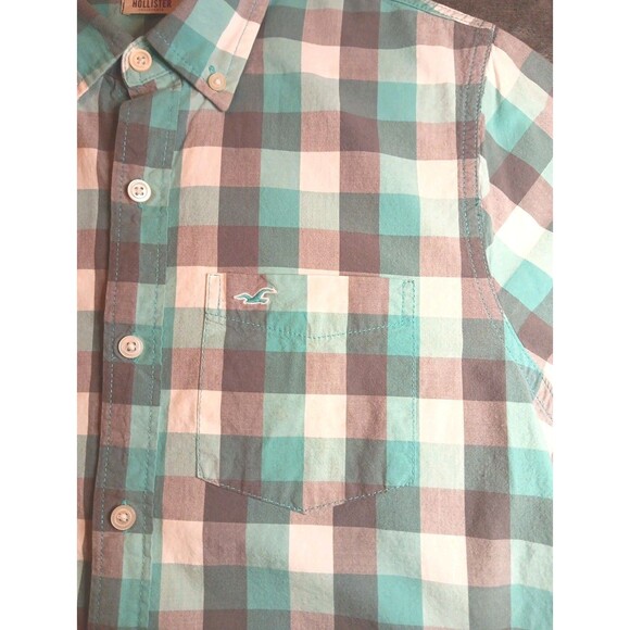 Mens Hollister Long Sleeve Button Down Shirt Medium Check Pattern - Picture 5 of 6